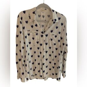 Just Living White and Blue Heart Blouse